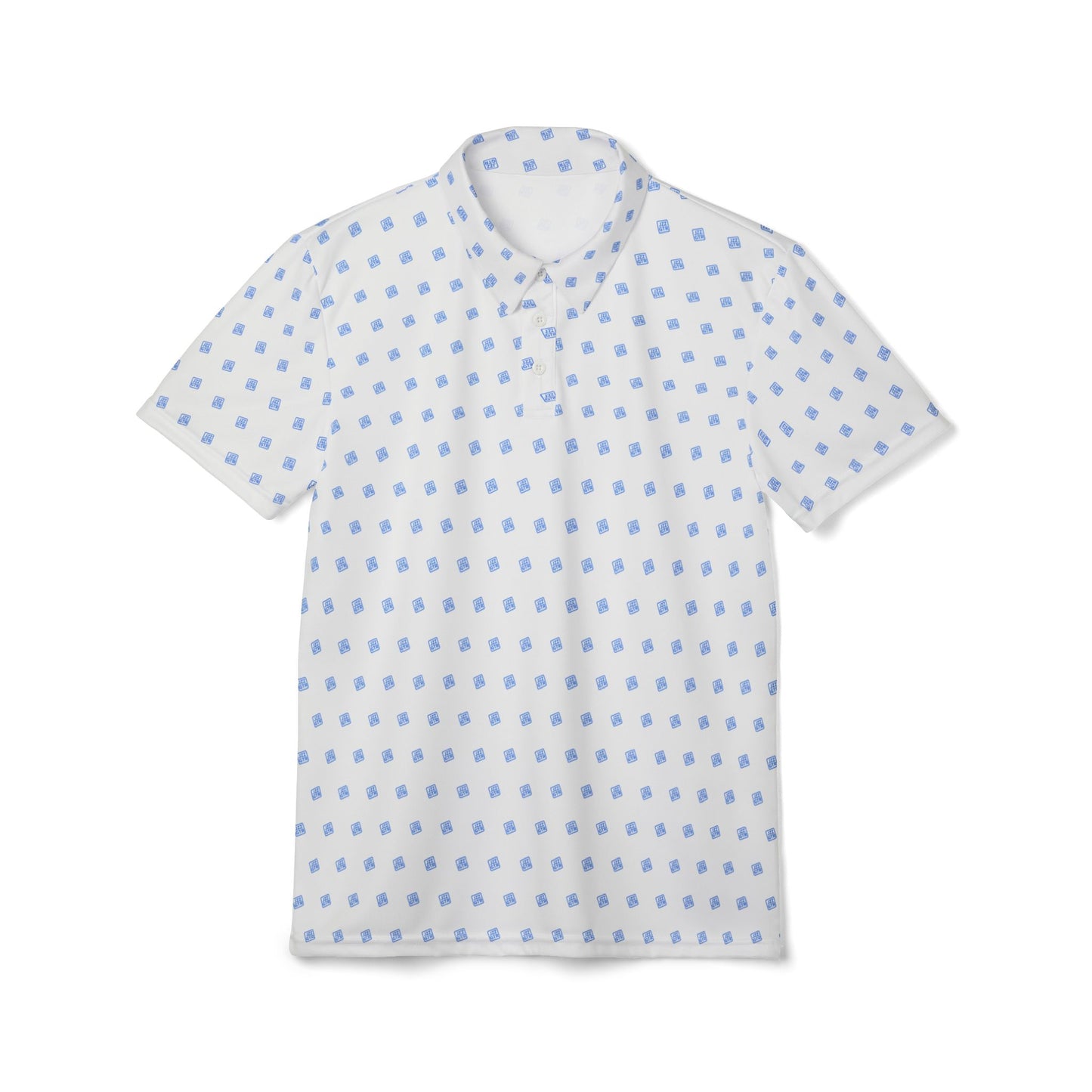 White Polo Shirt with blue JZZ GTR ™ Monogram Pattern