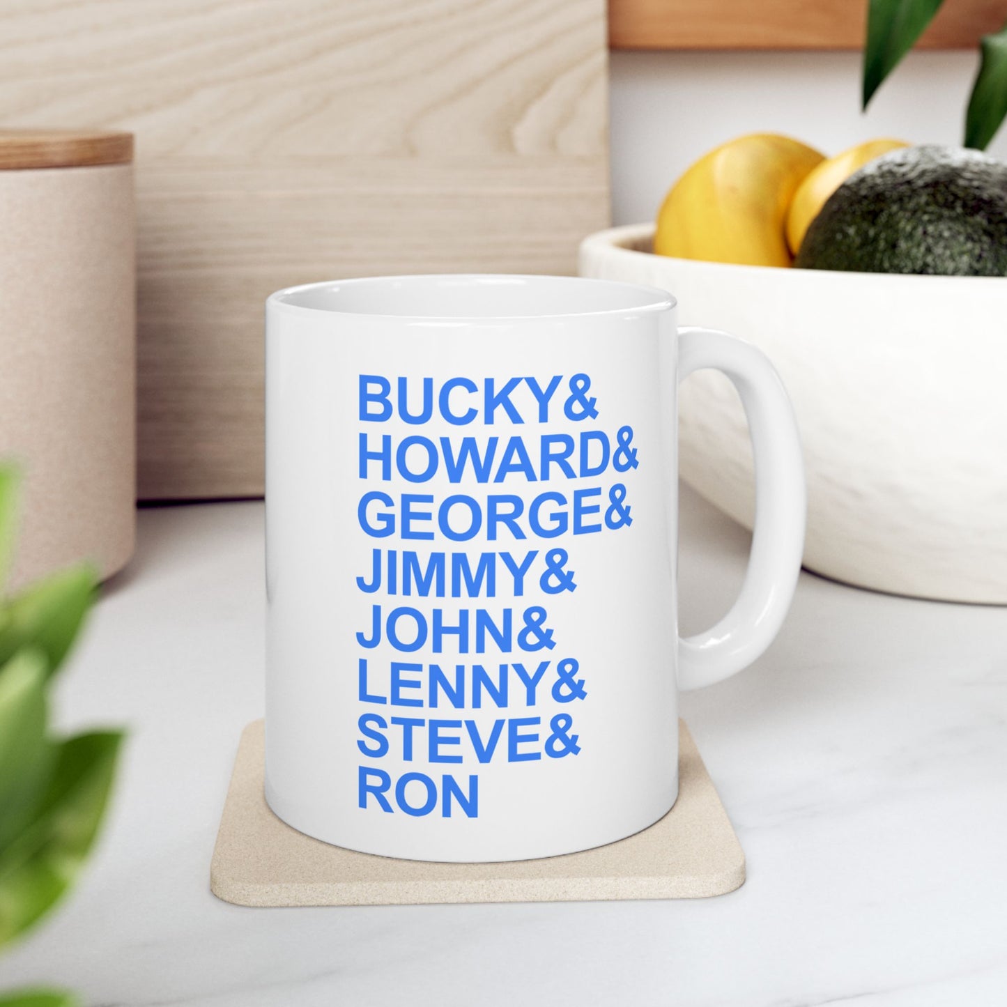White Seven String Jazz Guitar Greats Ceramic Mug | Musical Home Goods | Coffee Cup for Guitarists | Novelty Gifts for Jazz Musicians