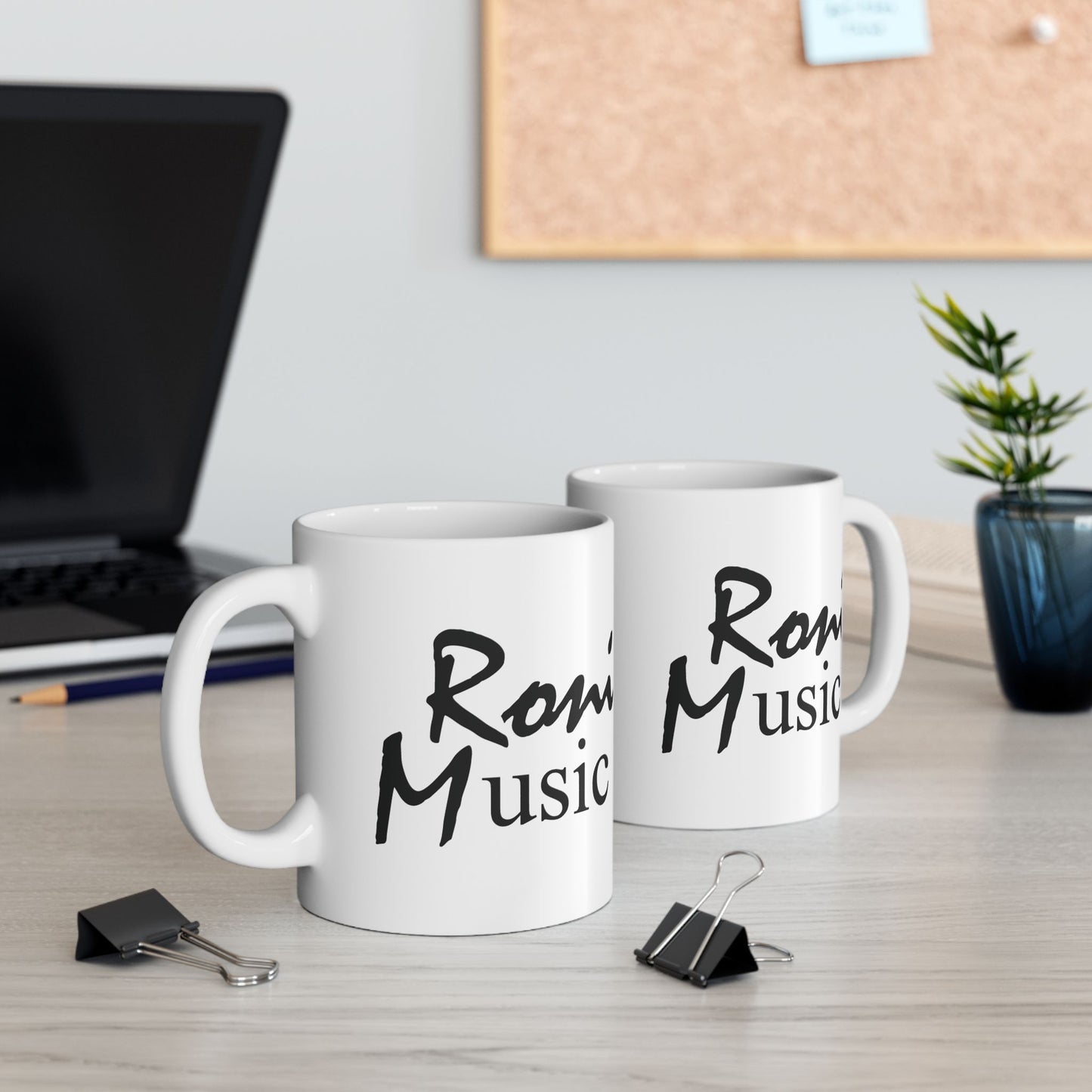 Roni Music Logo Ceramic Mug – 11oz & 15oz Coffee Cup for Music Lovers | Gift for Musicians & Music-Themed Decor