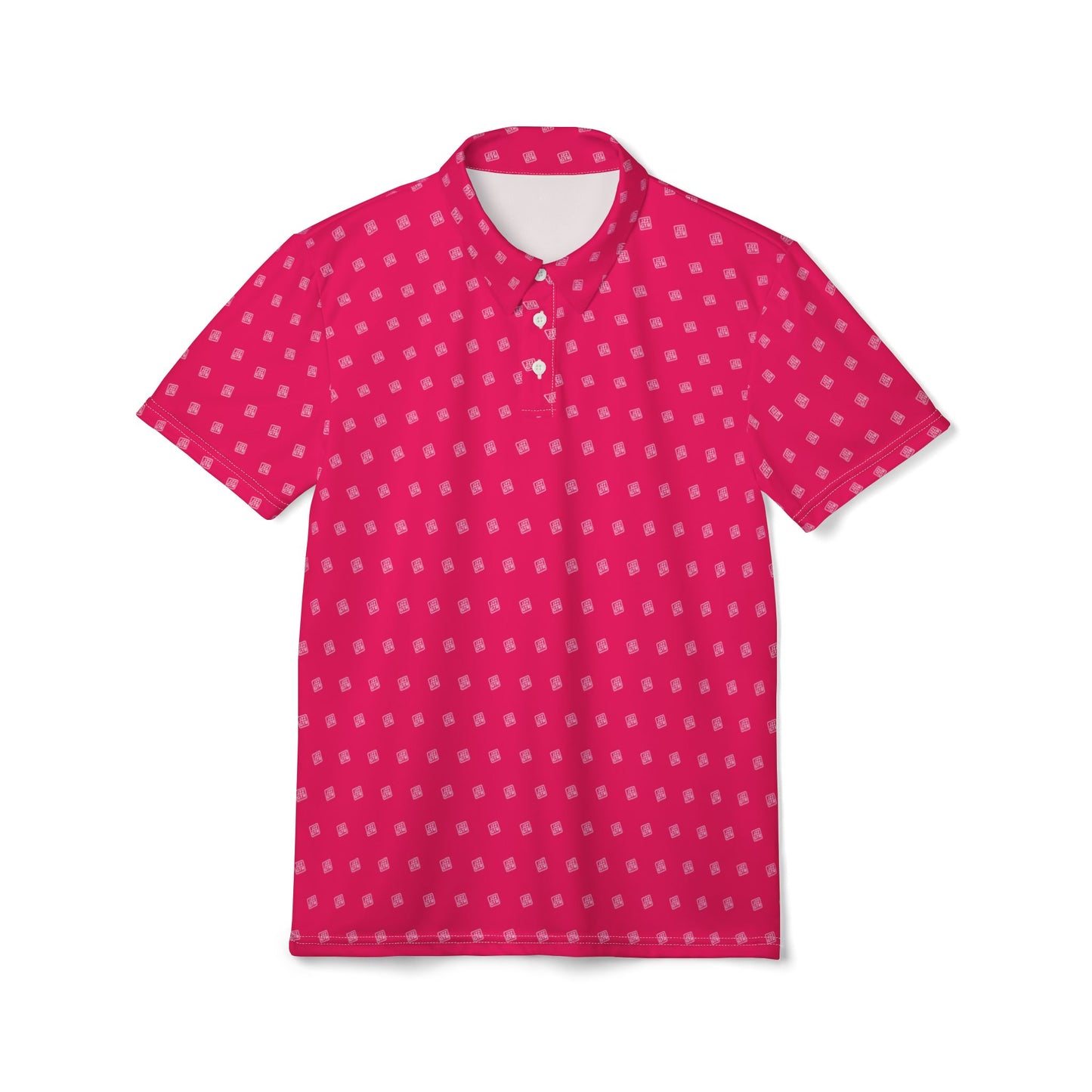 Pink Polo Shirt with White JZZ GTR ™ Monogram Pattern