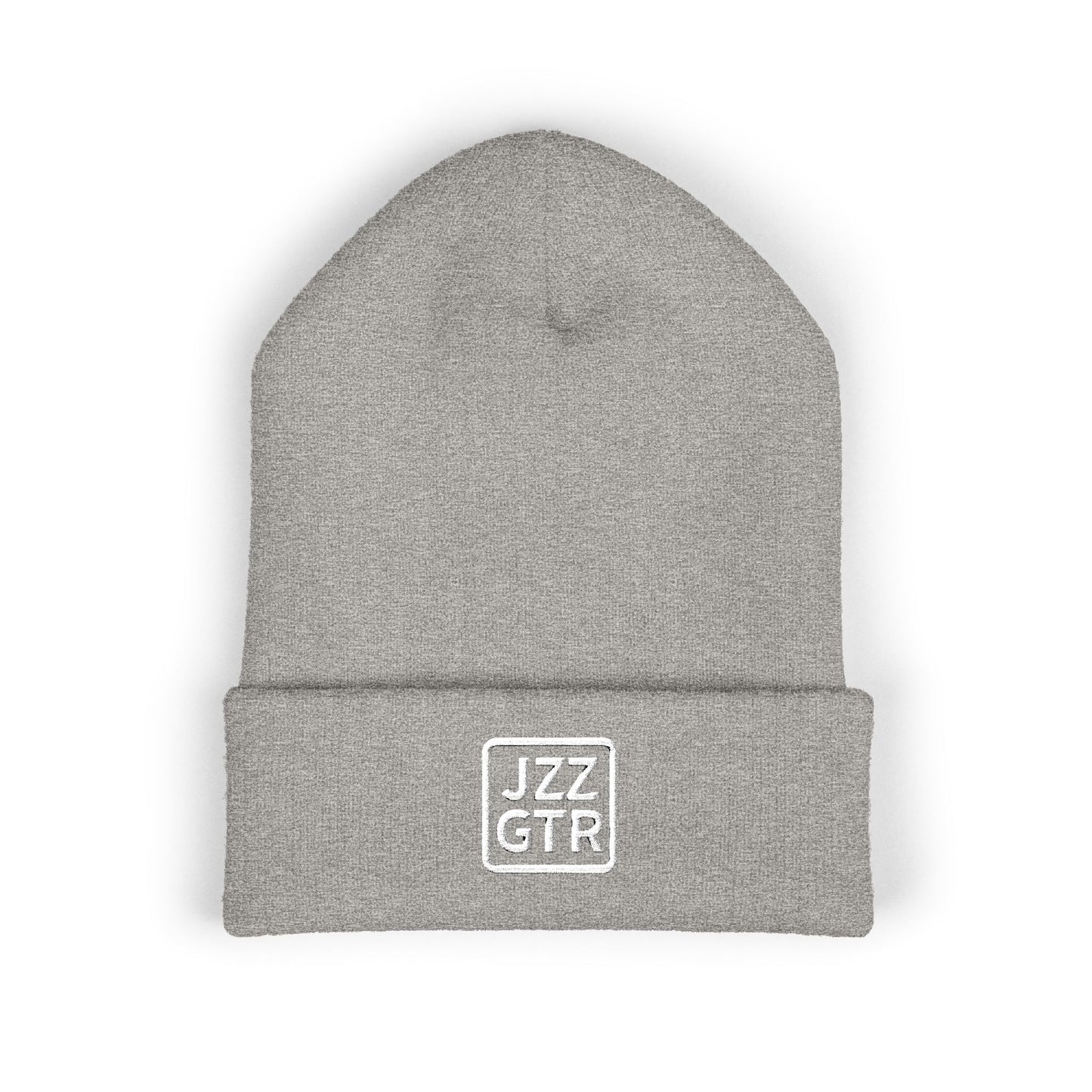 White Embroidered JZZ GTR® Beanie Hat | Classic Jazz Musician Look