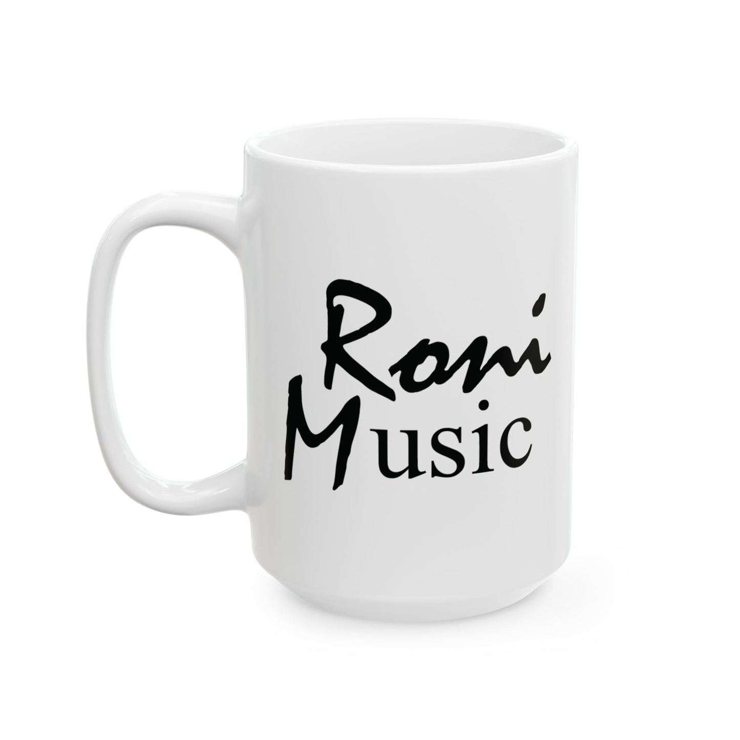Roni Music Logo Ceramic Mug – 11oz & 15oz Coffee Cup for Music Lovers | Gift for Musicians & Music-Themed Decor