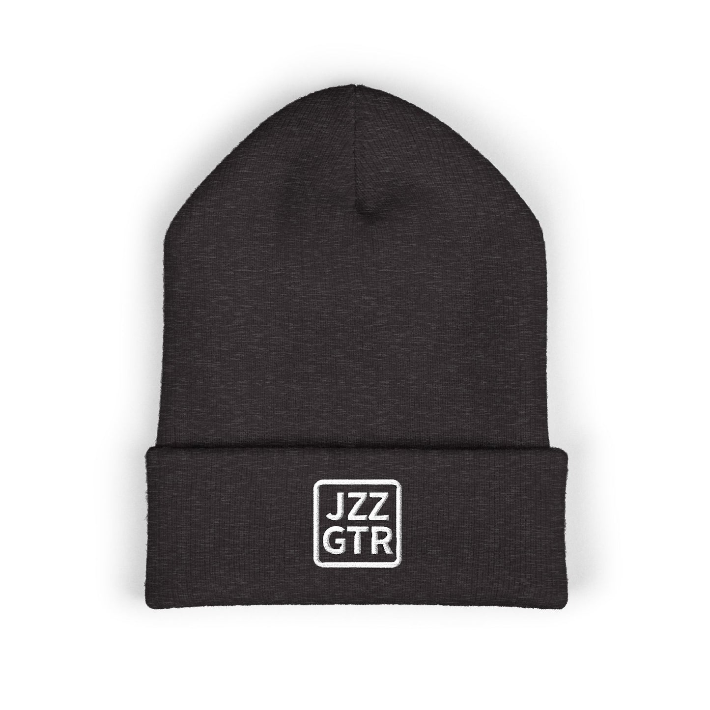 White Embroidered JZZ GTR® Beanie Hat | Classic Jazz Musician Look