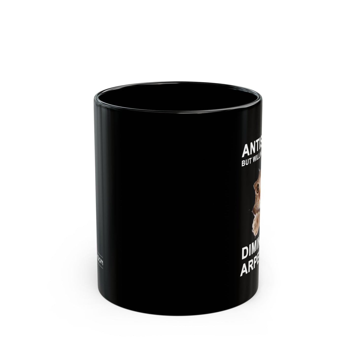 Shy Cat 11oz schwarze Kaffeetasse | Humorvolle Morgenkaffeetasse | Einzigartige Teetasse für Gitarristen | Neuartige Haushaltswaren für Musikliebhaber