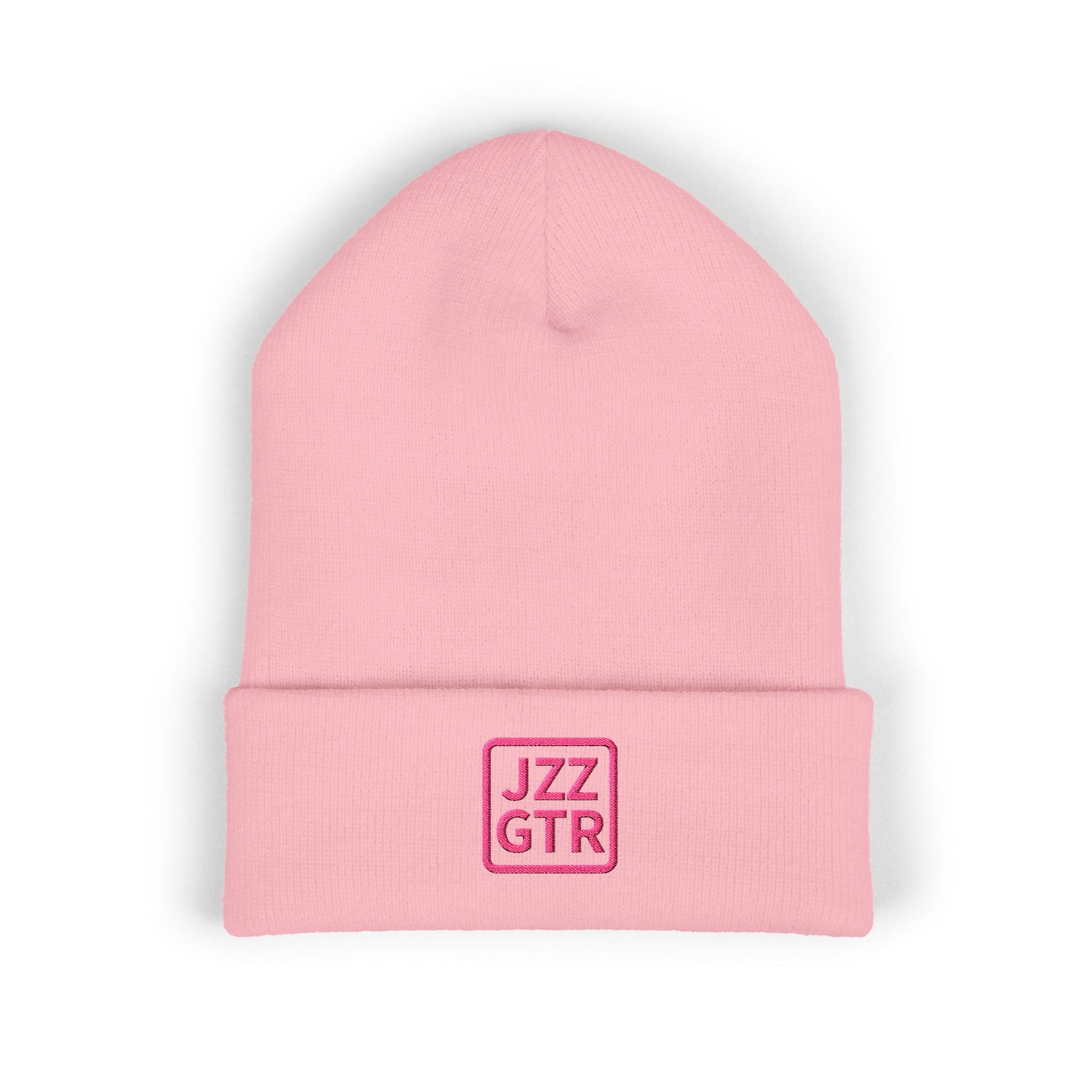 Pink Embroidered JZZ GTR® Beanie Hat | Warm Jazz Guitar Winter Style