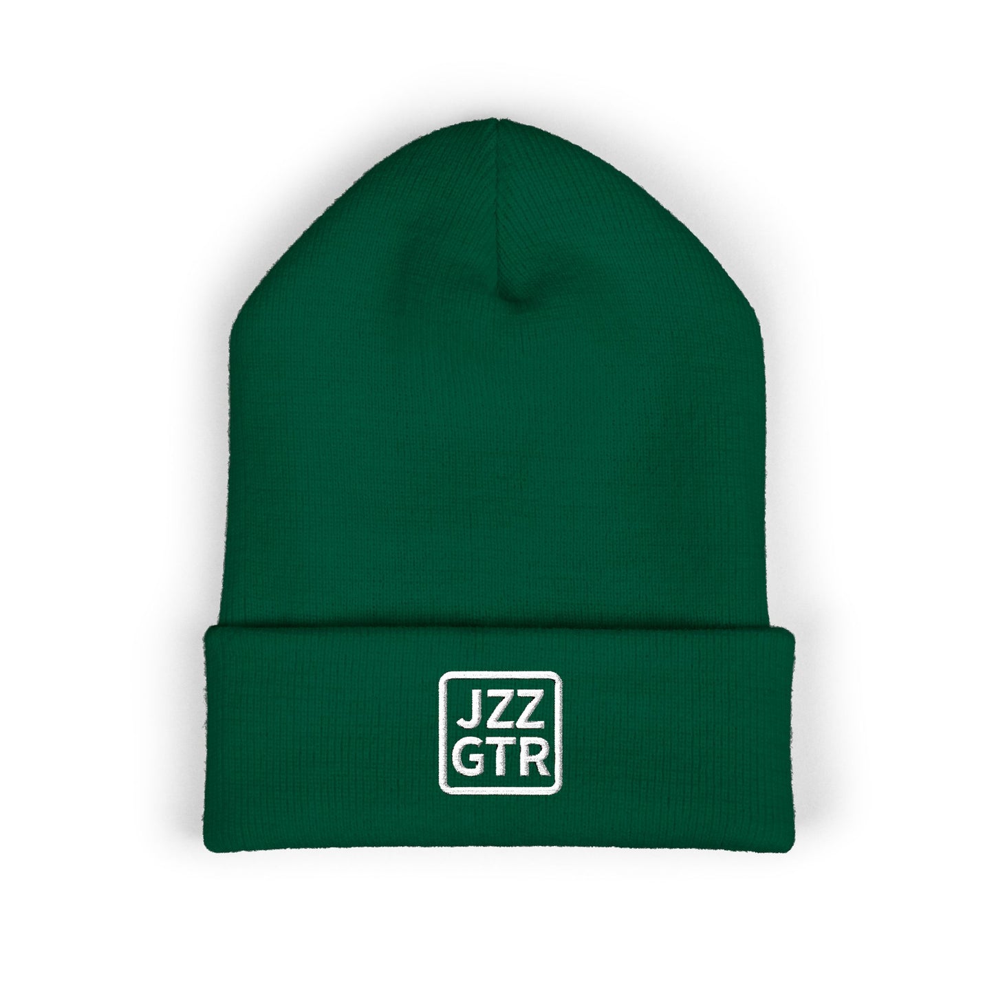 White Embroidered JZZ GTR® Beanie Hat | Classic Jazz Musician Look