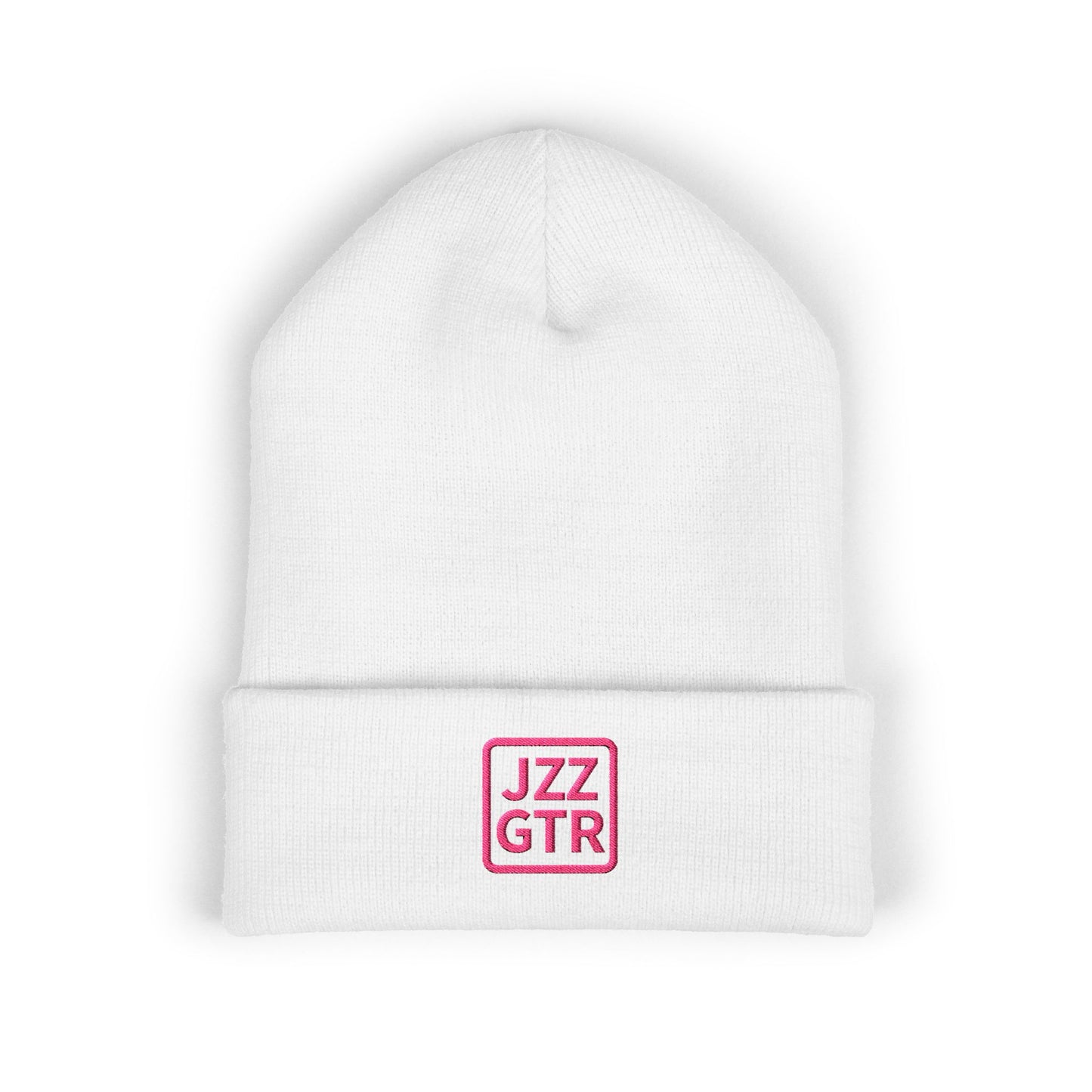 Pink Embroidered JZZ GTR® Beanie Hat | Warm Jazz Guitar Winter Style