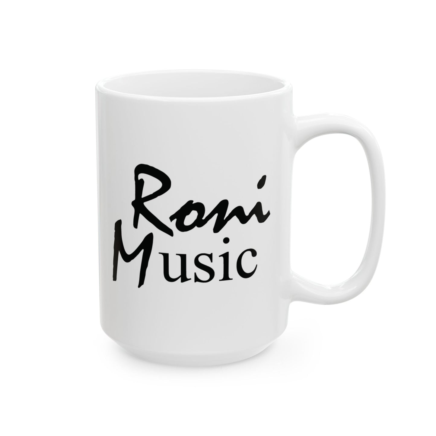 Roni Music Logo Ceramic Mug – 11oz & 15oz Coffee Cup for Music Lovers | Gift for Musicians & Music-Themed Decor