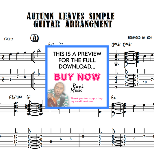 "Autumn Leaves" (Hojas de otoño) Estándar de jazz francés | Melodía de acordes simples para guitarra de 6 cuerdas | Arreglo clásico con tablaturas