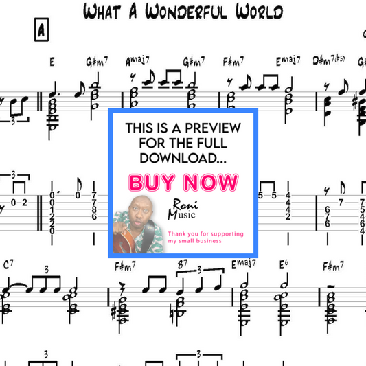 "What a Wonderful World" | Balada clásica de jazz de Louis Armstrong | Canción favorita | Melodía de acordes simples para guitarra de 6 cuerdas