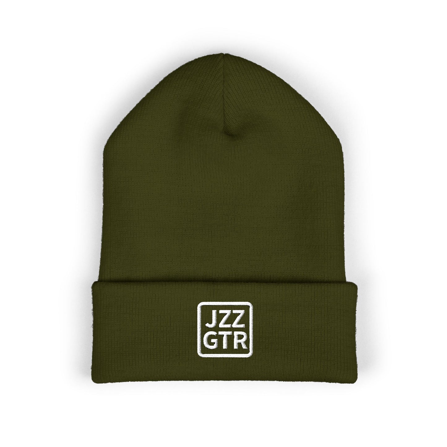 White Embroidered JZZ GTR® Beanie Hat | Classic Jazz Musician Look