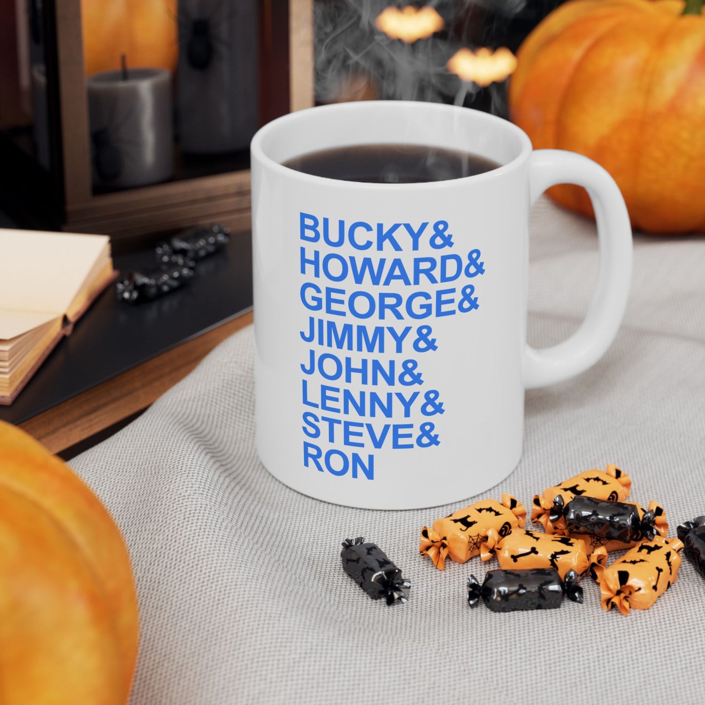 White Seven String Jazz Guitar Greats Ceramic Mug | Musical Home Goods | Coffee Cup for Guitarists | Novelty Gifts for Jazz Musicians
