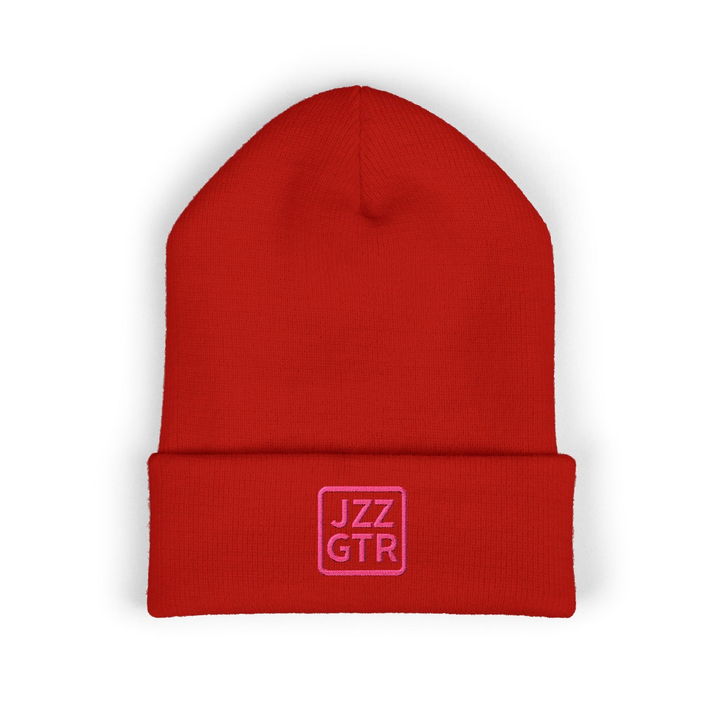 Pink Embroidered JZZ GTR® Beanie Hat | Warm Jazz Guitar Winter Style