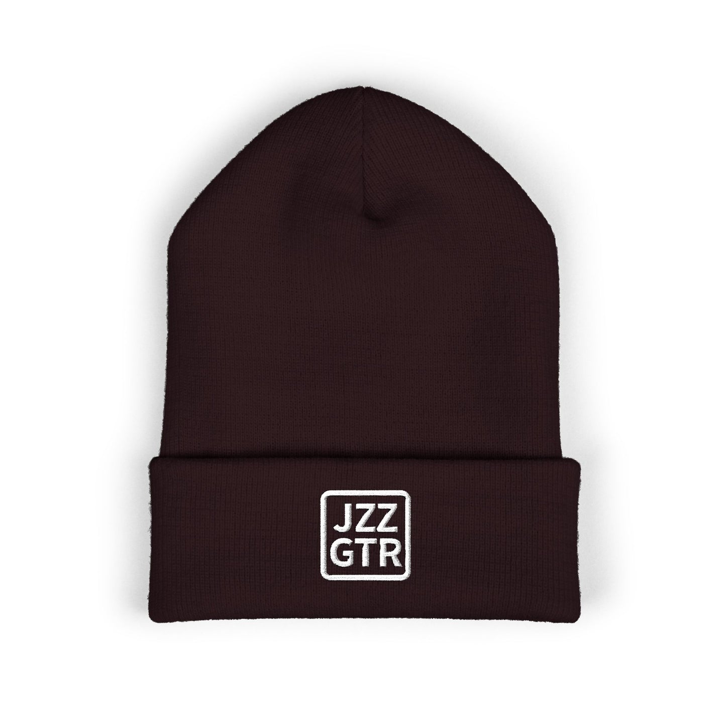 White Embroidered JZZ GTR® Beanie Hat | Classic Jazz Musician Look