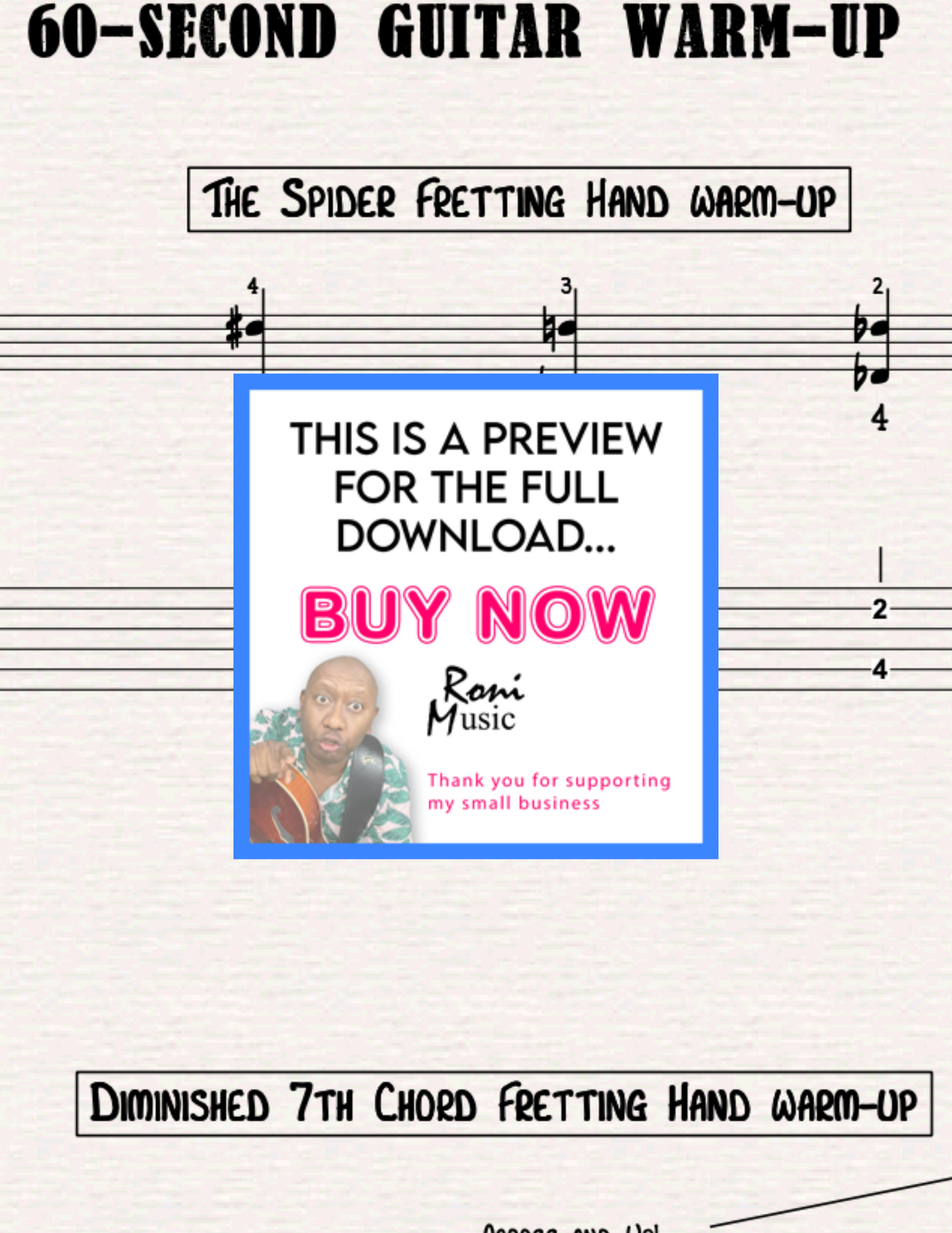 60-Second Guitar Warm-Up Sheet Music TABS Video Lesson