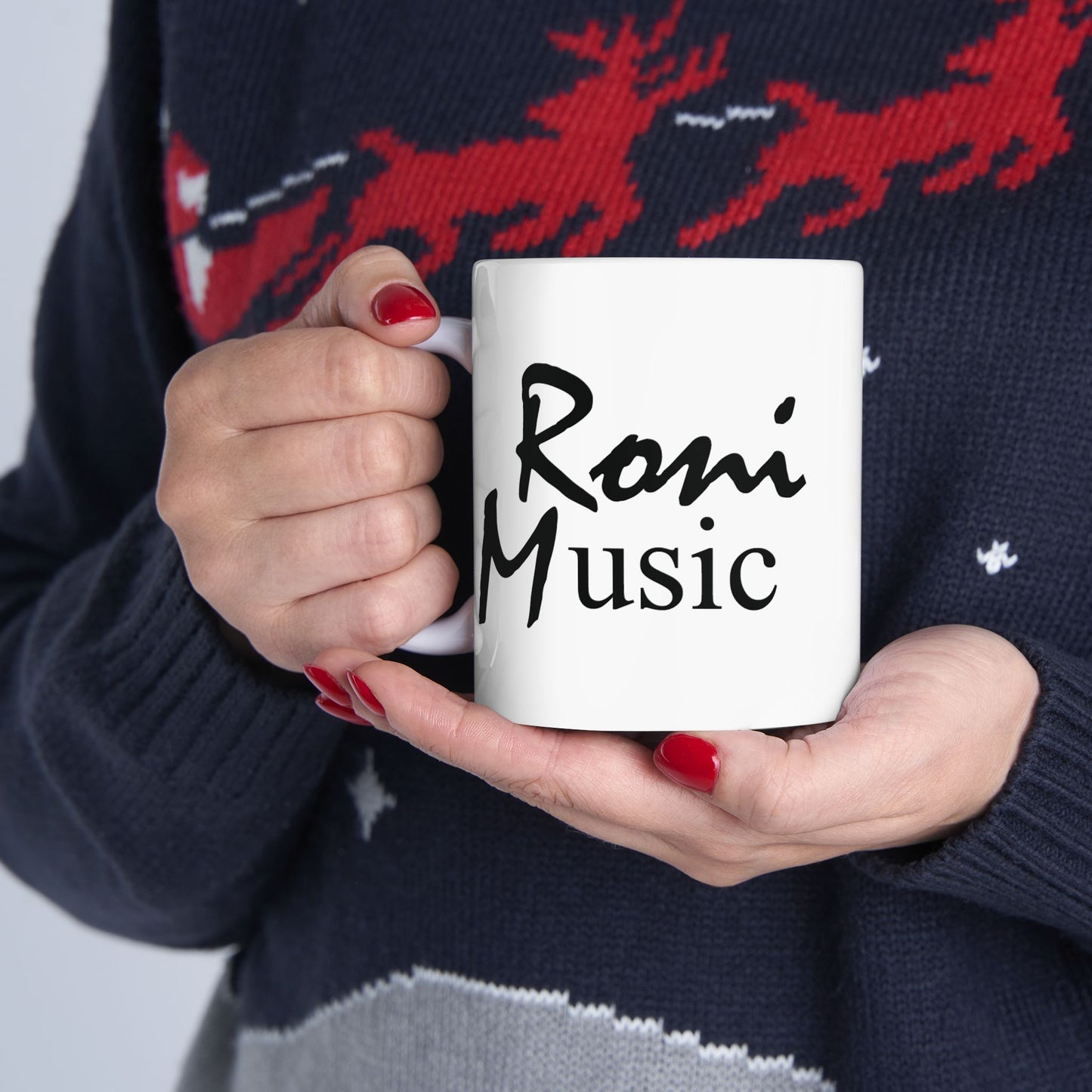 Roni Music Logo Ceramic Mug – 11oz & 15oz Coffee Cup for Music Lovers | Gift for Musicians & Music-Themed Decor