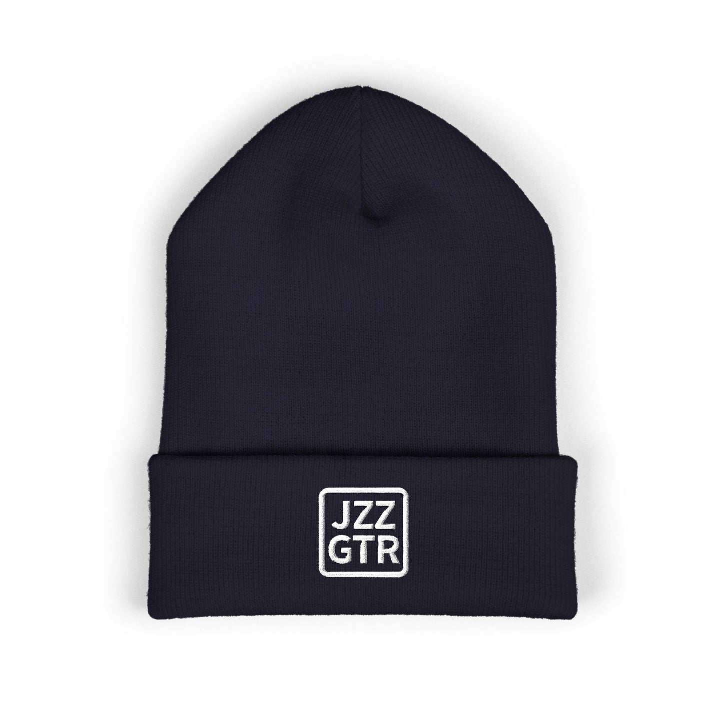 White Embroidered JZZ GTR® Beanie Hat | Classic Jazz Musician Look