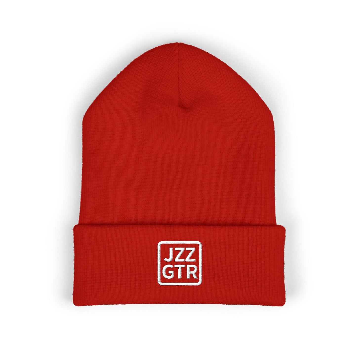 White Embroidered JZZ GTR® Beanie Hat | Classic Jazz Musician Look