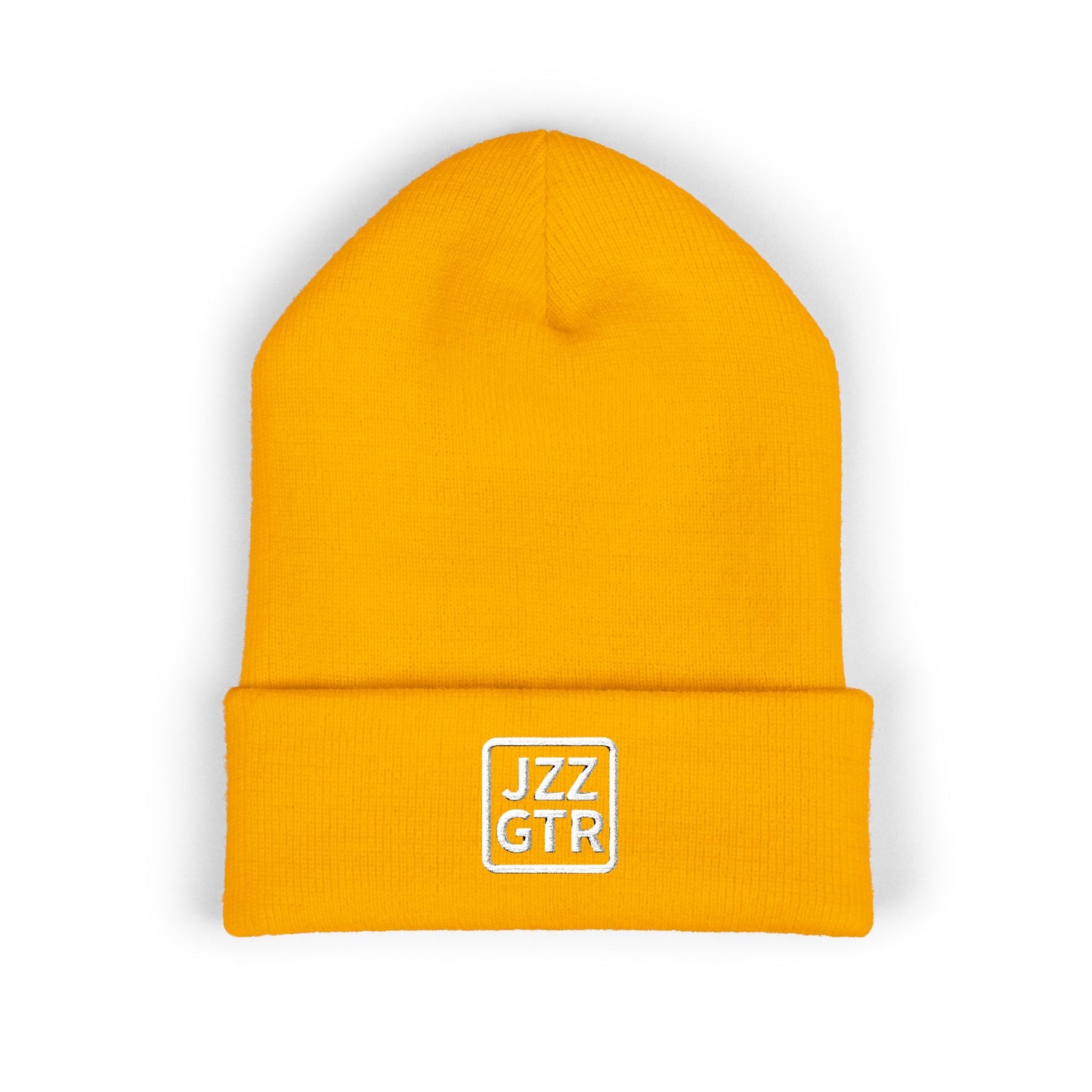 White Embroidered JZZ GTR® Beanie Hat | Classic Jazz Musician Look