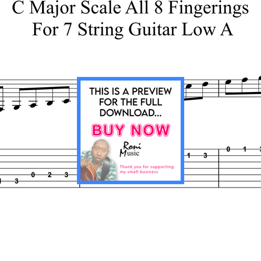 C Major Scale Deep Dive for 7-String Guitar | Explore All 8 Fingerings | Complete Guide with Sheet Music & TABS