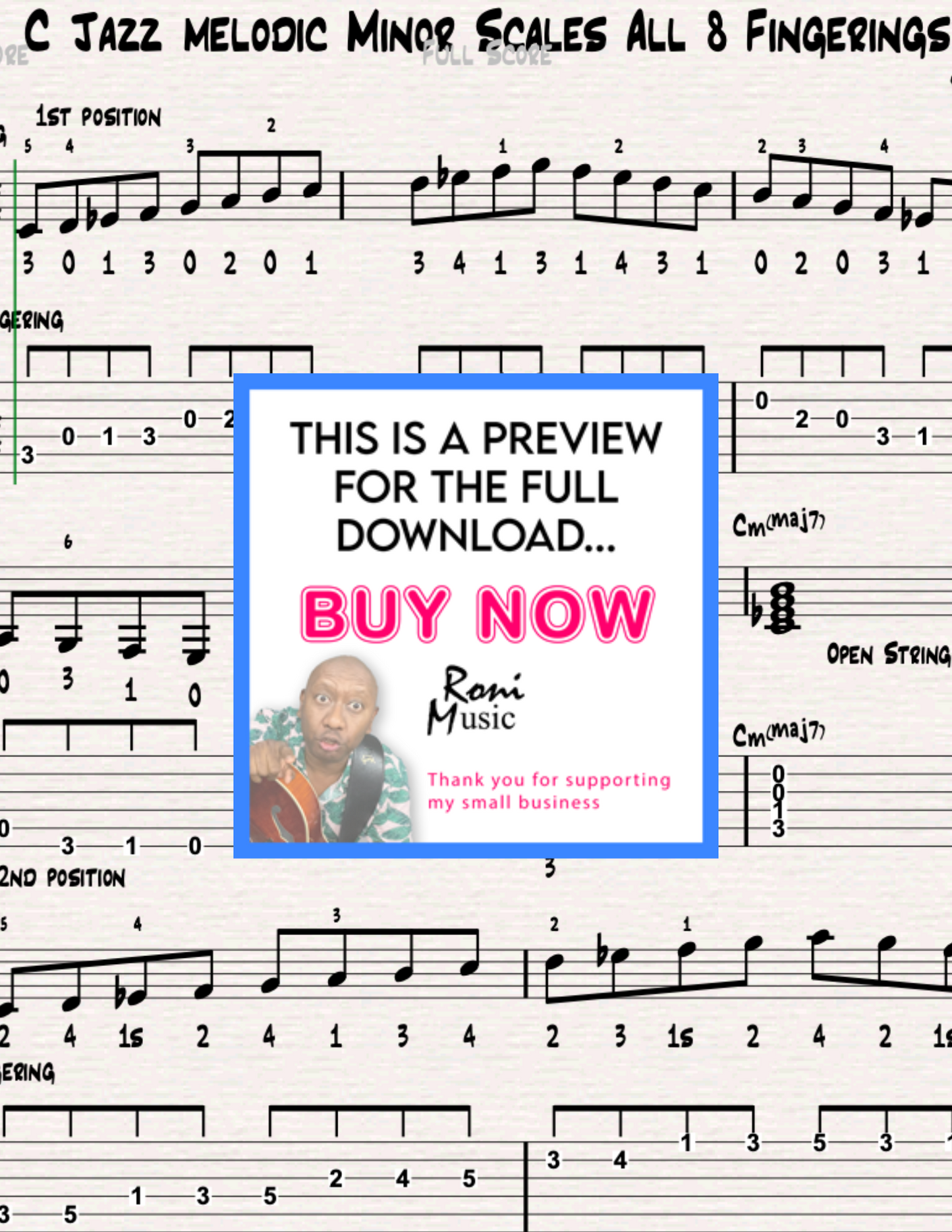 C Jazz Melodic Minor Scales Complete Guide | 6-String Guitar Lesson | Explore All 8 Fingerings for Advanced Play