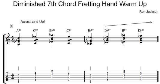 Diminished 7th Chord Warm-Up | Finger Strength & Flexibility Exercise | With Sheet Music and TABS | Practice Essentials for Guitarists