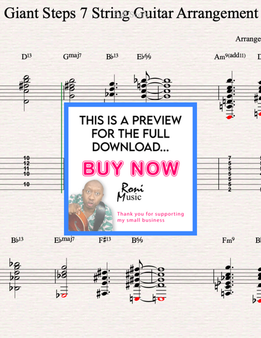 Arreglo para guitarra de siete cuerdas "Giant Steps" | Obra maestra del estándar de jazz | Aprenda técnicas de composición emblemáticas