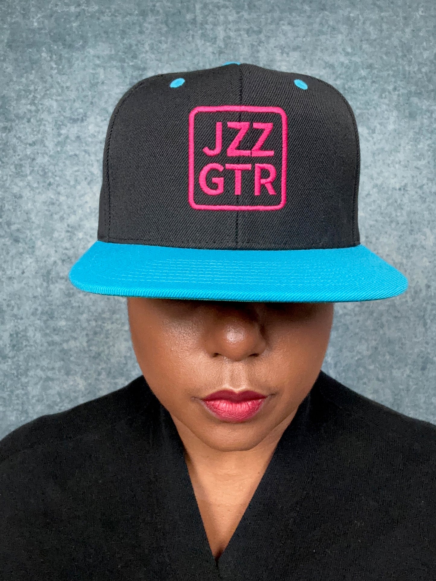 Pink Embroidered JZZ GTR ® Snapback Hat, Trendy Snapback Cap, Casual Gift for Jazz Lovers and Jazz Guitarists
