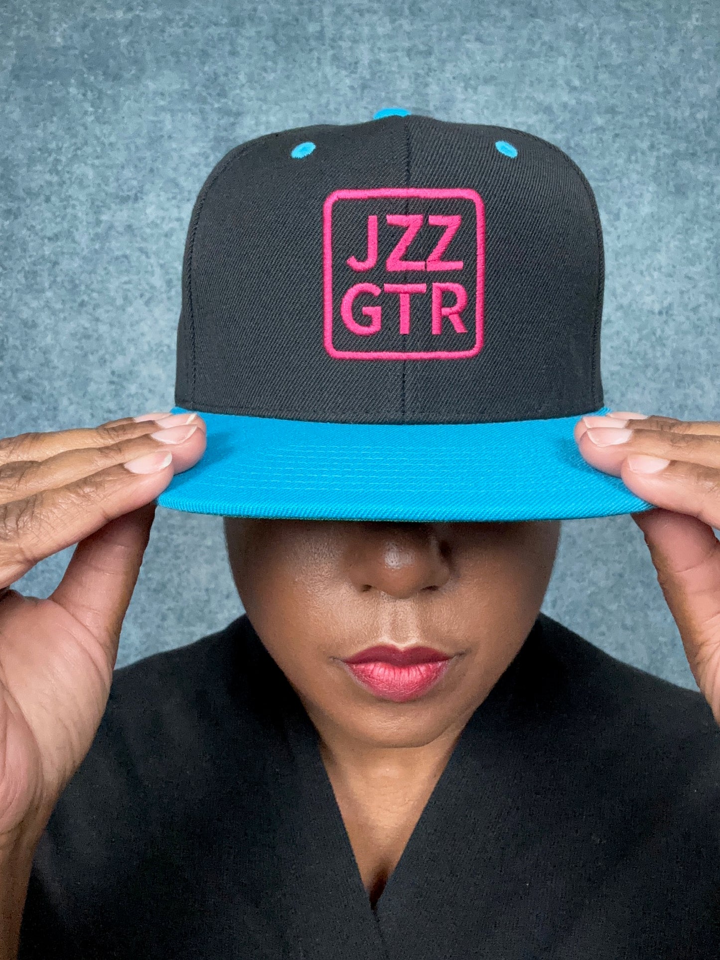 Pink Embroidered JZZ GTR ® Snapback Hat, Trendy Snapback Cap, Casual Gift for Jazz Lovers and Jazz Guitarists