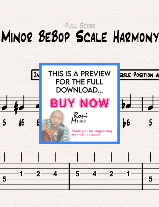 Jazz Improvisation Mastery: Minor Bebop Scale Harmony Sheet Music + TABs + Audio + MIDI + Video | Advanced Jazz Guitar Lesson