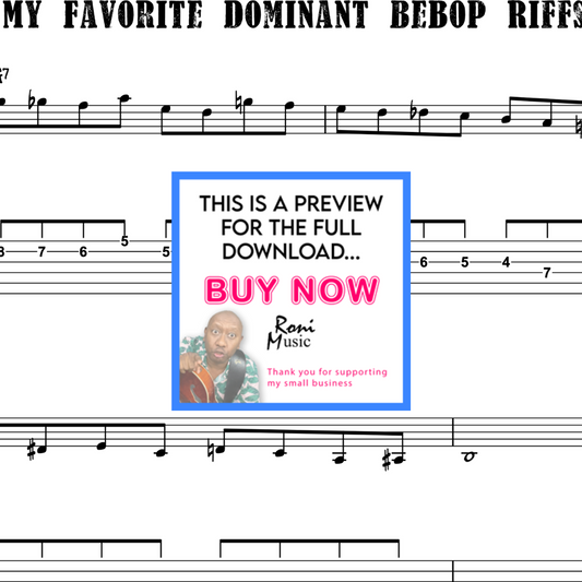 Jazz Improvisation Mastery: Dominant Bebop Scale Riffs | 6-String Guitar Lesson | Sheet Music & TABS | Advanced Guitar Skills