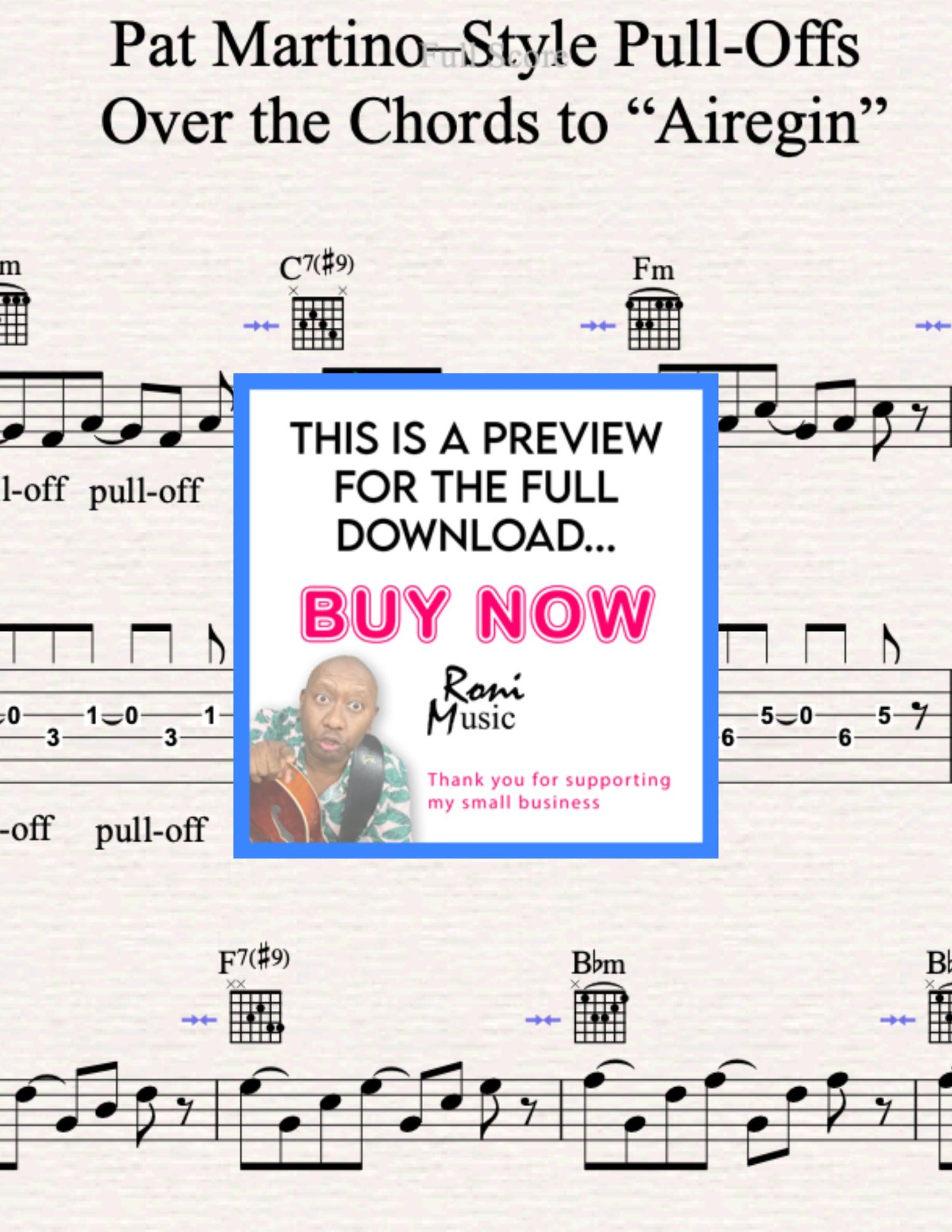 Pat Martino Jazz Guitar Lesson: "Airegin" Pull-Offs & Phrasing Sheet Music, TAB, MIDI, Audio