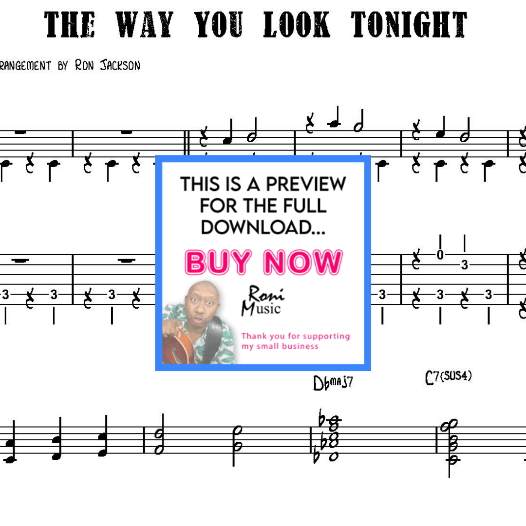 "The Way You Look Tonight" Guitar Arrangement | Timeless Frank Sinatra Hit | 6-String Chord Melody with Sheet Music-TABS