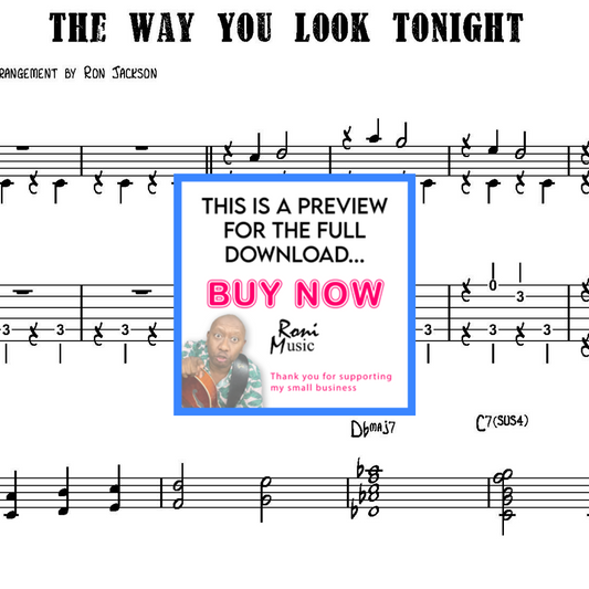 Arreglo de guitarra de "The Way You Look Tonight" | Éxito atemporal de Frank Sinatra | Melodía de acordes de 6 cuerdas con partitura y tablaturas