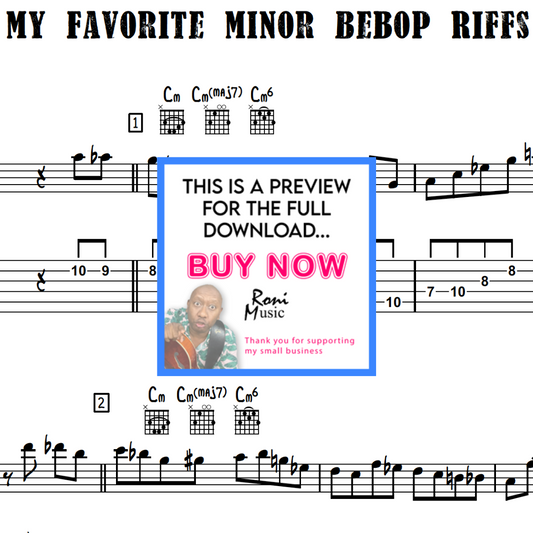 My Favorite Minor Bebop Riffs | 6-String Jazz Guitar Licks | Elevate Your Improv Soloing Skills with Sheet Music & TABS