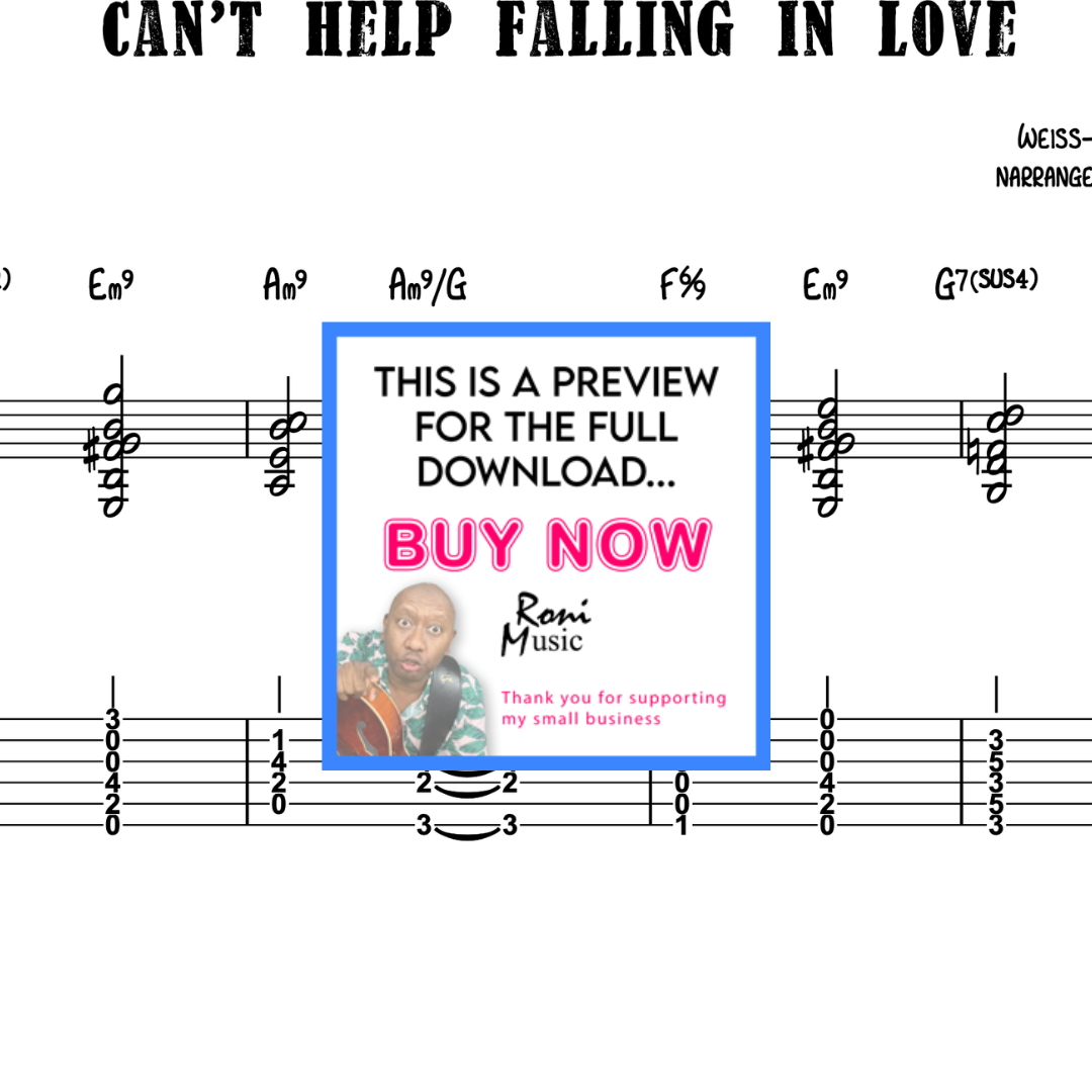 „Can't Help Falling In Love“ Elvis Presley Gitarren-Tutorial | Liebesballaden | Noten & TABS | Lernen Sie klassische Liebeslieder