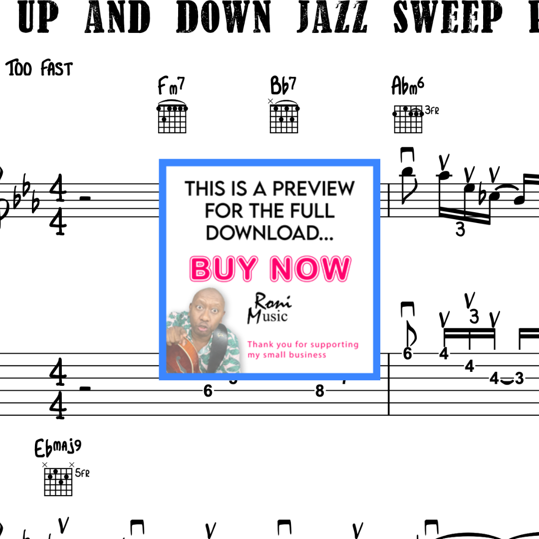 Dominio del Sweep Picking | Licks ascendentes y descendentes para guitarra de jazz de 6 cuerdas | Técnicas avanzadas con partituras y tablaturas