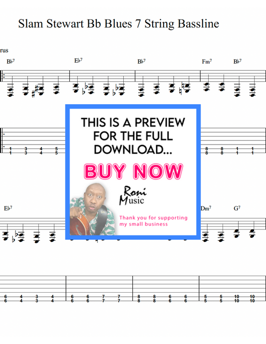 Blues Bass Lines à la Slam Stewart | 7-String Guitar Lesson | Jazz Blues Techniques for Bass and Guitar Players