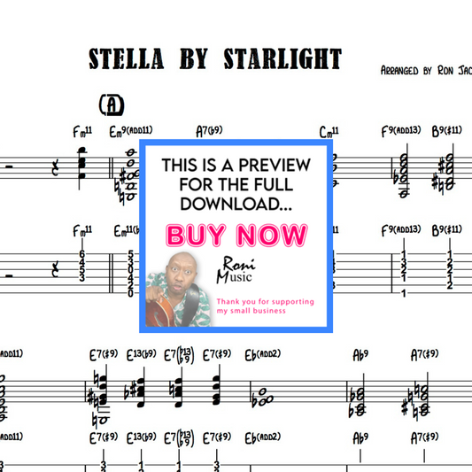 Clase magistral de melodía con acordes de "Stella By Starlight" | Arreglo de guitarra de jazz de 6 cuerdas | Guía completa con partituras y tablaturas
