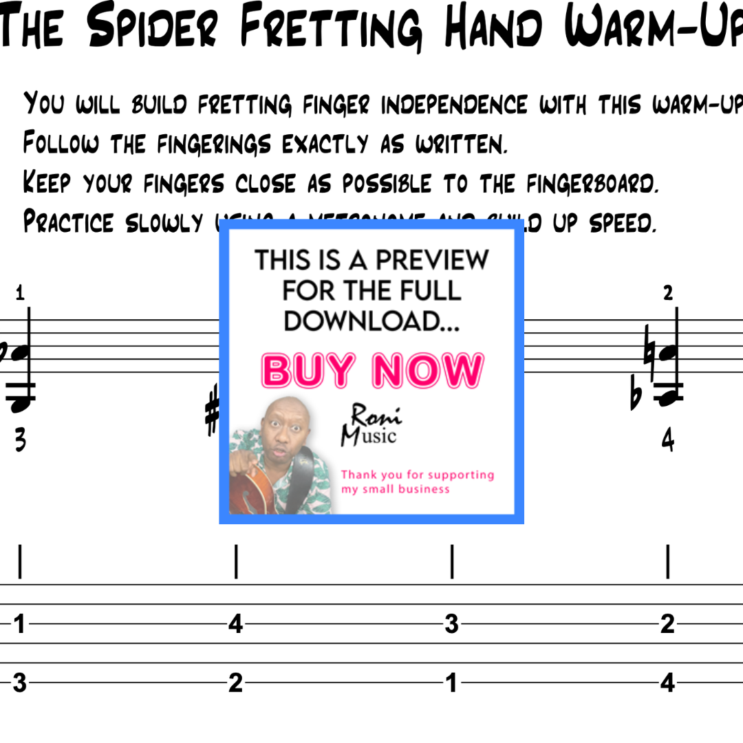 Calentamiento con la araña | Ejercicios básicos para tocar los trastes con la mano en una guitarra de seis cuerdas | Tutorial para mejorar las habilidades