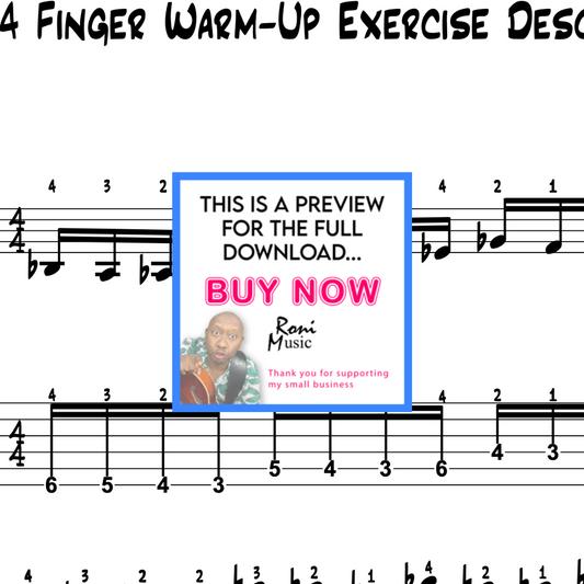 4 Finger Warm-Up Exercise | Descending Patterns for 6-String Guitar | Enhance Dexterity and Speed with Guide & TABS