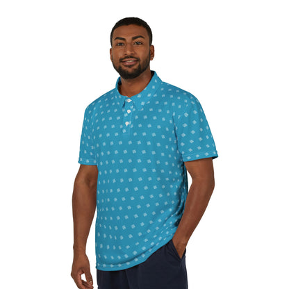 Blue Polo Shirt with white JZZ GTR ™ Monogram Pattern
