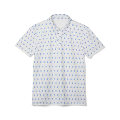 White Polo Shirt with blue JZZ GTR ™ Monogram Pattern