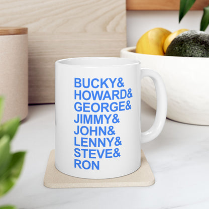 White Seven String Jazz Guitar Greats Ceramic Mug | Musical Home Goods | Coffee Cup for Guitarists | Novelty Gifts for Jazz Musicians