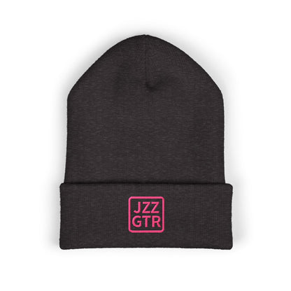 Pink Embroidered JZZ GTR® Beanie Hat | Warm Jazz Guitar Winter Style