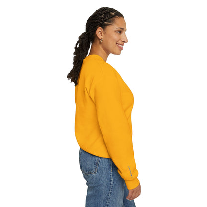 Yellow JZZ GTR ™ Tuning Crewneck Sweatshirt with Sleeve Note Standard & 7-String Tuning Guide