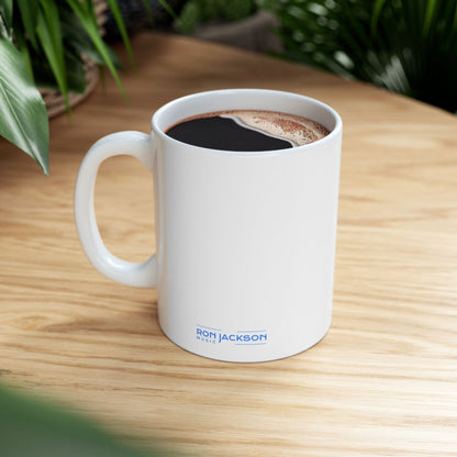White Seven String Jazz Guitar Greats Ceramic Mug | Musical Home Goods | Coffee Cup for Guitarists | Novelty Gifts for Jazz Musicians