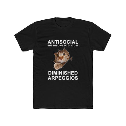 Shy Cat Diminished Arpeggios Shirt | Funny Men's Cotton Crew Tee | Novelty Gifts for Musicians