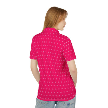 Pink Polo Shirt with White JZZ GTR ™ Monogram Pattern