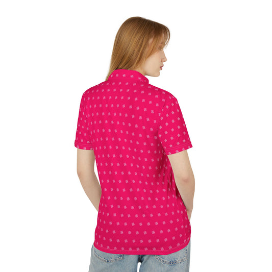 Pink Polo Shirt with White JZZ GTR ™ Monogram Pattern